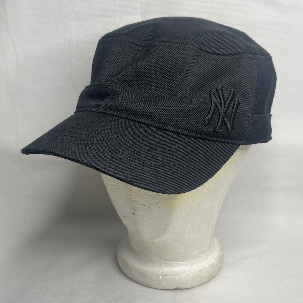New York Yankees MLB Cooperstown Military Cadet Baseball Cap OSFM All Black Hat